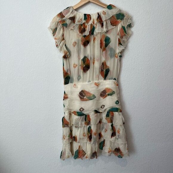 Ulla Johnson Ivory Aubora Zina Crinkle Chiffon Ruffle Mini Dress Women's Size 2 - Picture 4 of 10